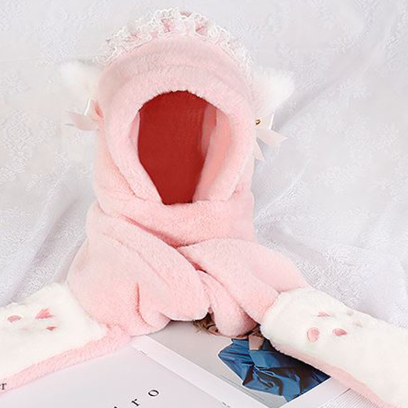 Youyo Khăn Choàng Cổ Dày Dặn Giữ Ấm Tai Gấu Hoạt Hình One Piece Thời Trang Mùa Đông Cho Bé Gái