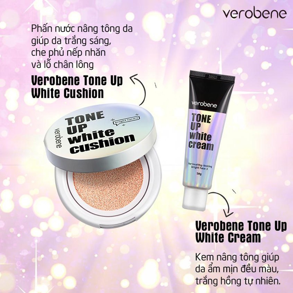 Kem nâng tone da trắng hồng tự nhiên Verobene Tone Up White Cream 50g