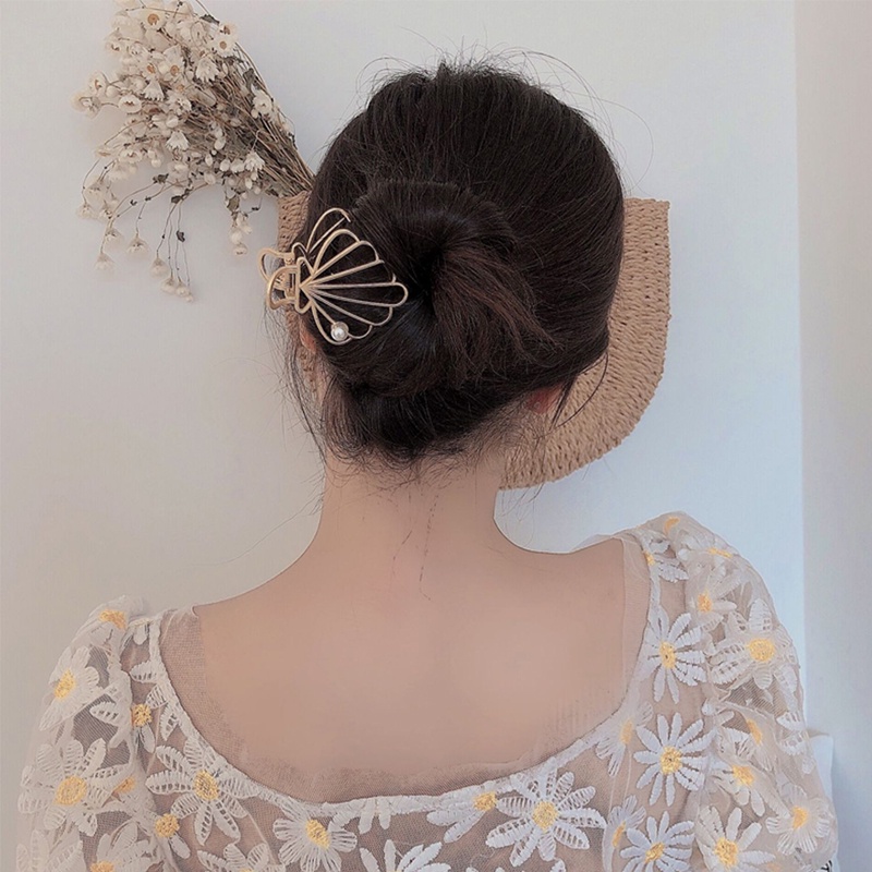 Kẹp tóc hình bướm đính ngọc trai dây thả thanh lịch cho nữ