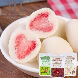 Combo 5 gói kẹo socola bọc dâu tây sấy ăn vặt ngon đã nghiền