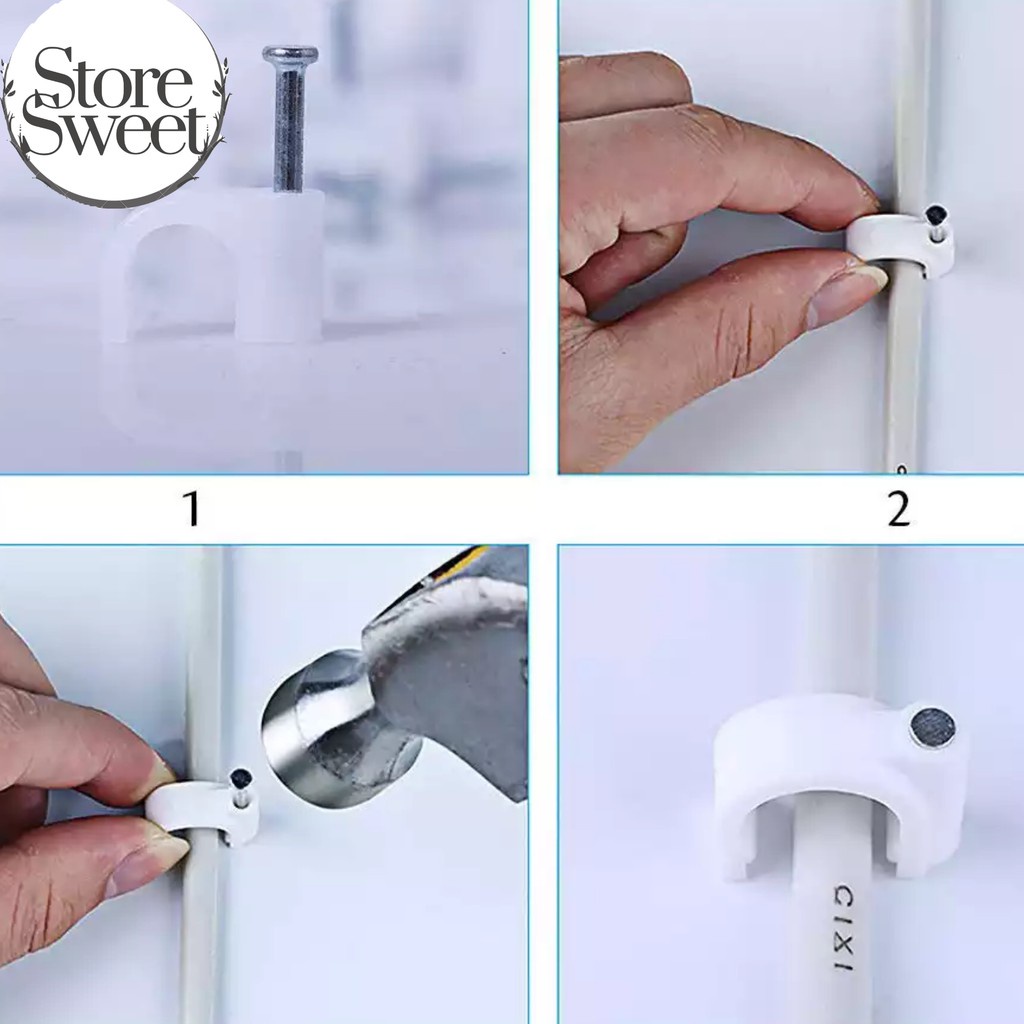 Đinh ghim dây, đinh nẹp dây điện, dây mạng, dây truyền hình cáp F12 túi 25 cái
