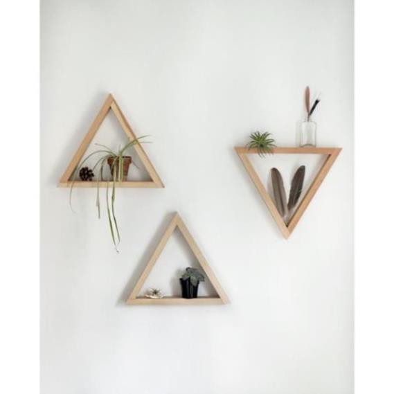 (hot sale) Bộ 3 kệ gỗ treo tường kệ đựng đồ  tam giác mộc gỗ tự nhiên
