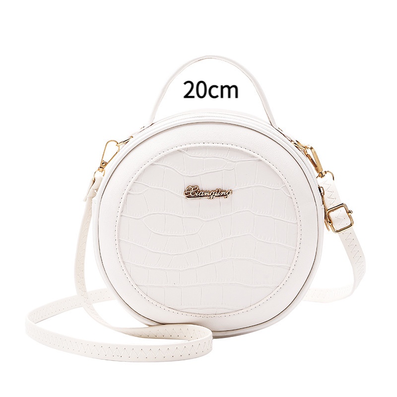Túi Xách Đeo Vai Hình Tròn Cỡ Nhỏ Vân Da Cá Sấu Thời Trang 2020 Cho Nữ