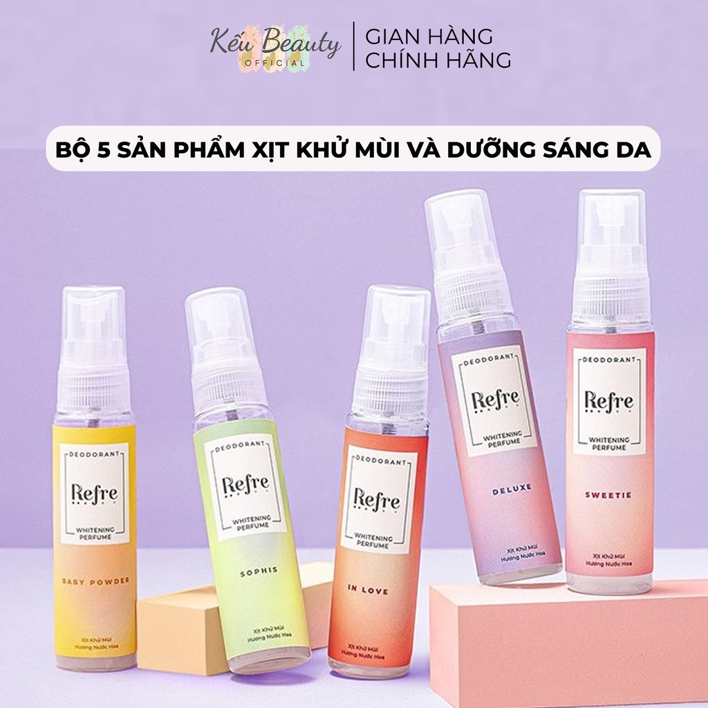 Xịt khử mùi dưỡng trắng hương nước hoa và chiết xuất từ thiên nhiên Refre 30ml