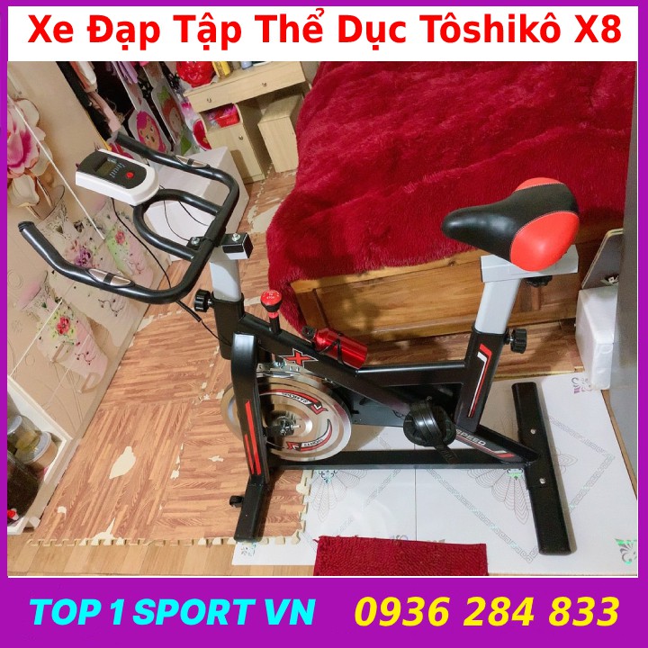 Máy đạp xe đạp tập thể dục thể thao Toshiko X8/X9, Tặng má phanh + cảm biến nhịp tim + đồng hồ chỉ số, bảo hành 5 năm