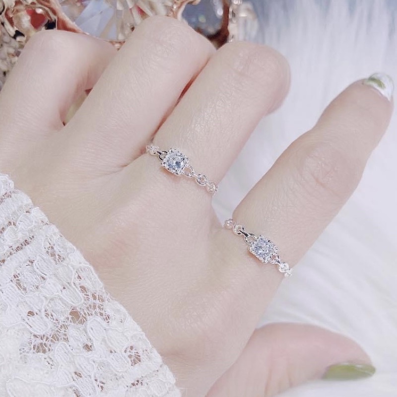 Nhẫn nữ bạc ta đính đá sán bóng sang chảnh - Vàng bạc Khải Khải