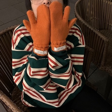 ZHELIHANGFEI Áo Thun Tay Dài Cổ Tròn Họa Tiết Kẻ Sọc Theo Phong Cách Retro Mỹ Dễ Phối Đồ