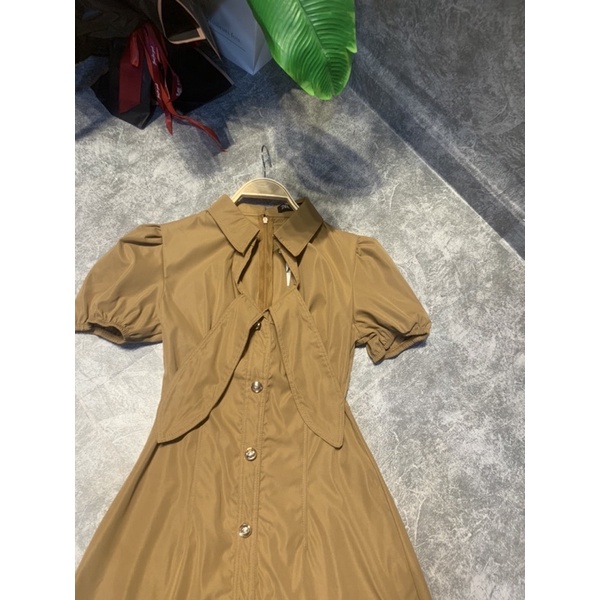 Váy cổ nơ tay bồng bo chun 2 màu siêu xinh