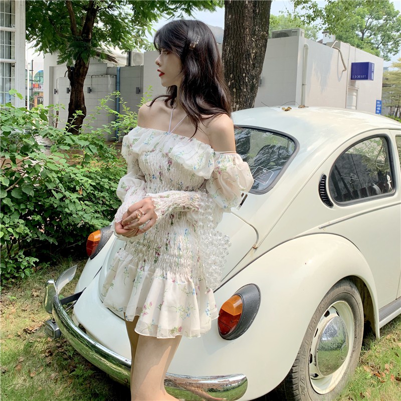 Đầm dáng xòe hoa nhí tay dài Emilyshop ulzzang