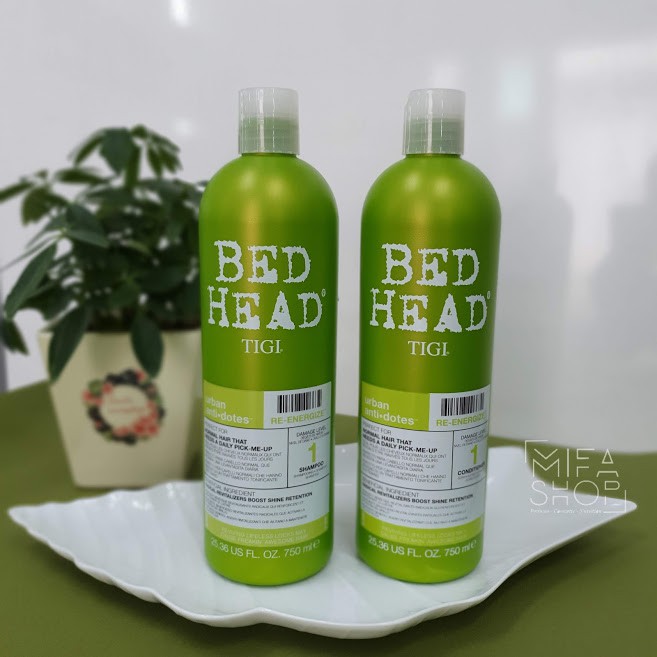 Cặp dầu gội - xả Tigi Bed Head xanh lá cho tóc chuyên gãy rụng 750ml