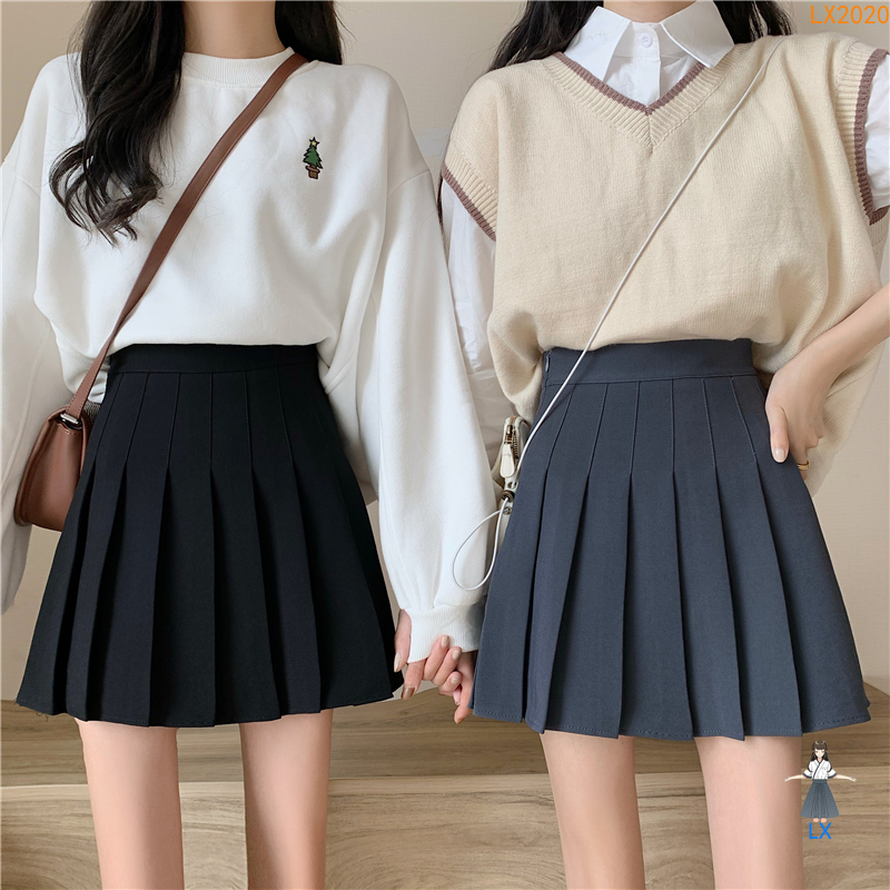 <Ready> Chân Váy Chữ A Lưng Cao Xếp Ly Nhiều Màu Sắc Đa Dạng Thời Trang Phong Cách Hàn Quốc