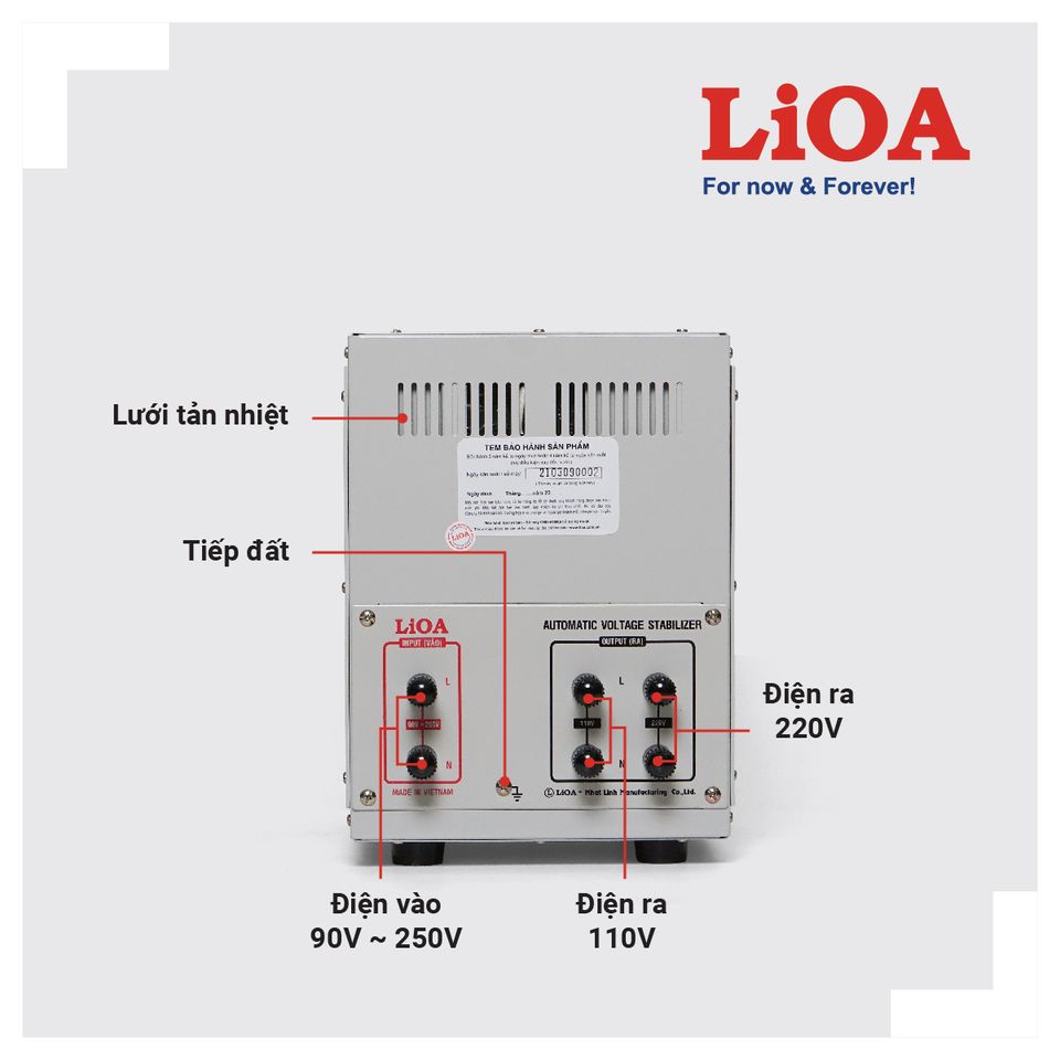 Ổn Áp 3KVA 1 Pha 3KW 3000W Lioa DRI-3000 II Điện Vào Dải 90V-250V, Điện Ra 220V & 110V Chính Hãng Giá Tốt Nhất