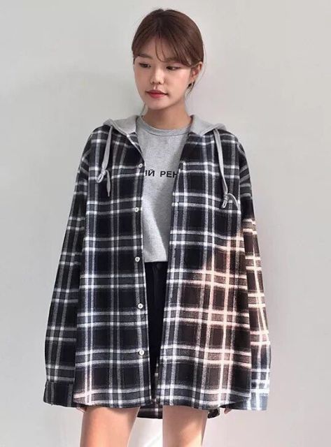 Áo khoác UNISEX kiểu dáng sơ mi sọc caro nhuyễn màu xanh , đỏ  và xám -thoitrangsihienlinh