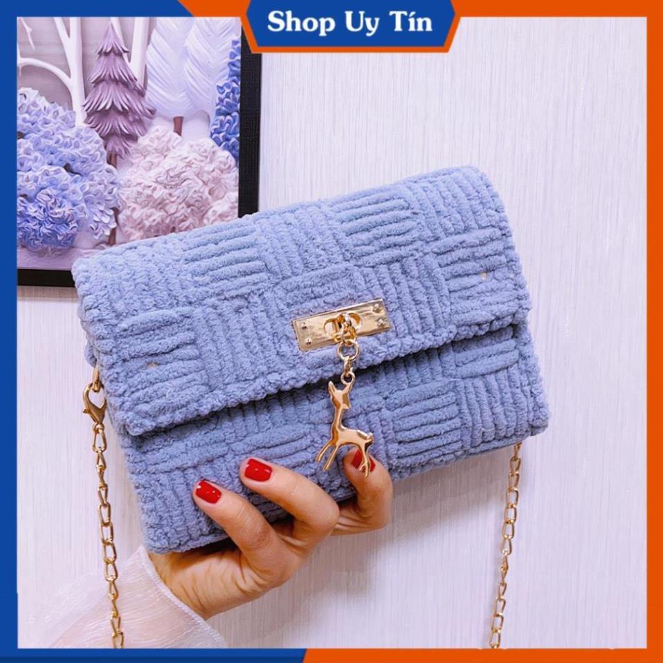 [ FREESHIP 50K ] Túi Len Tự Đan Phối Màu, Túi Đeo Chéo Handmade - Phụ Kiện Đan Túi