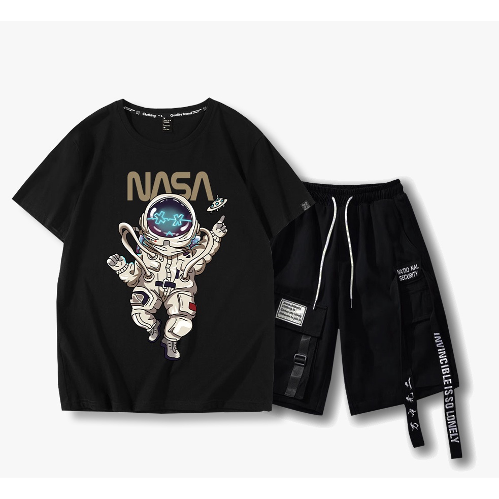 Bộ Quần Áo Nam Áo Thun In Chữ NASA Quần Short Phối Dây Ulzzang Thời Trang Zenkonu SHORT NAM 010 + TOP NAM 178