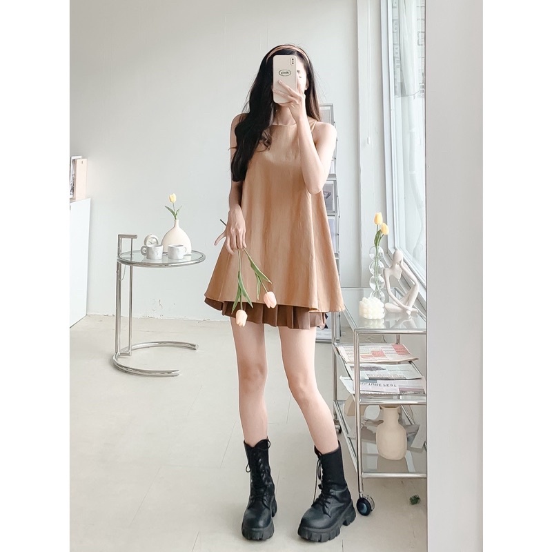 Hình thật Yencloset - Áo sát nách nút bọc sau lưng