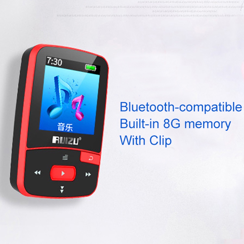 Máy Nghe Nhạc MP3 MP4 RUIZU X50 Bluetooth Kẹp Mini 8GB Tích Hợp Đài FM / Ghi Âm / Video