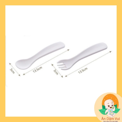 Bộ thìa dĩa Alku Inomata, set 2 nĩa muỗng nhựa tập ăn cho bé ăn dặm SAMI KIDS