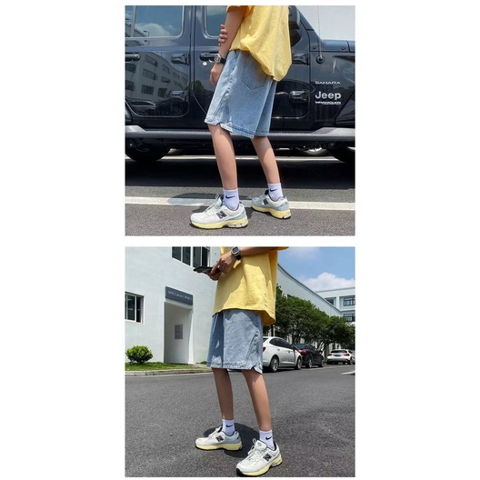 QUẦN SHORT JEANS ỐNG RỘNG NAM NỮ T-A-N Style hàn quốc-QSJ06-chất ngất màu xanh