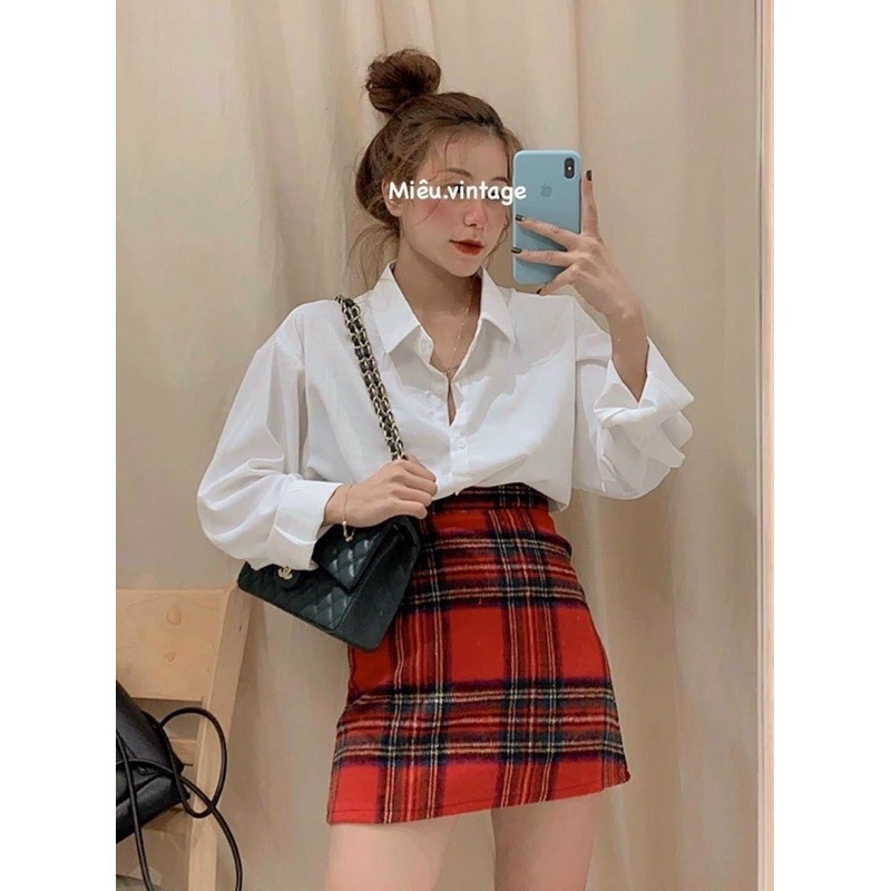 Áo sơ mi nữ dài tay TRƠN Basic Unisex Dáng Rộng Trắng và Đen Kiểu áo sơ mi nữ tay dài form rộng suông beautyonevn | BigBuy360 - bigbuy360.vn