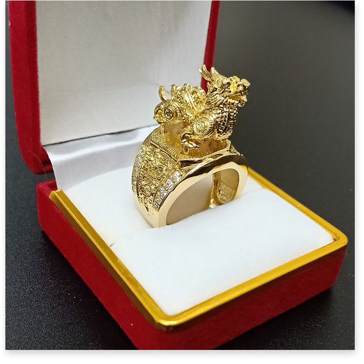 Nhẫn nam - Nhẫn hình rồng mạ vàng thời trang nam đính đá sang trọng - TT0100