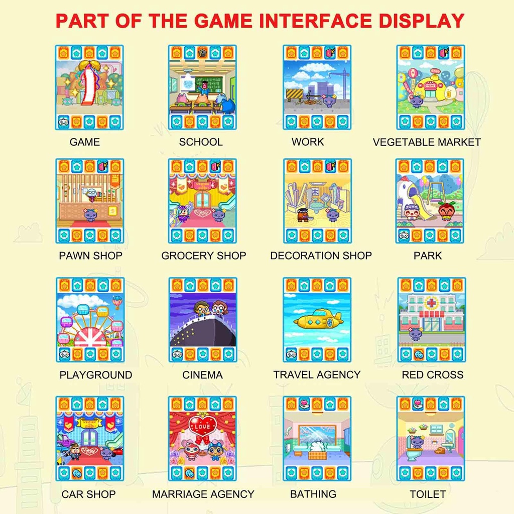 Máy Chơi Game Nuôi Thú Ảo Cầm Tay Màn Hình Màu Sắc Cho Bé