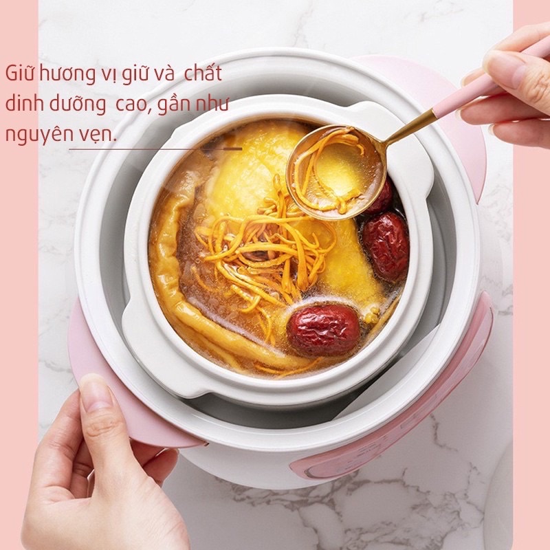 Nồi Nấu Cháo Chậm Hầm,Ninh Đa Năng Lòng Sứ Dung Tích 1L Siêu Tiện Lợi