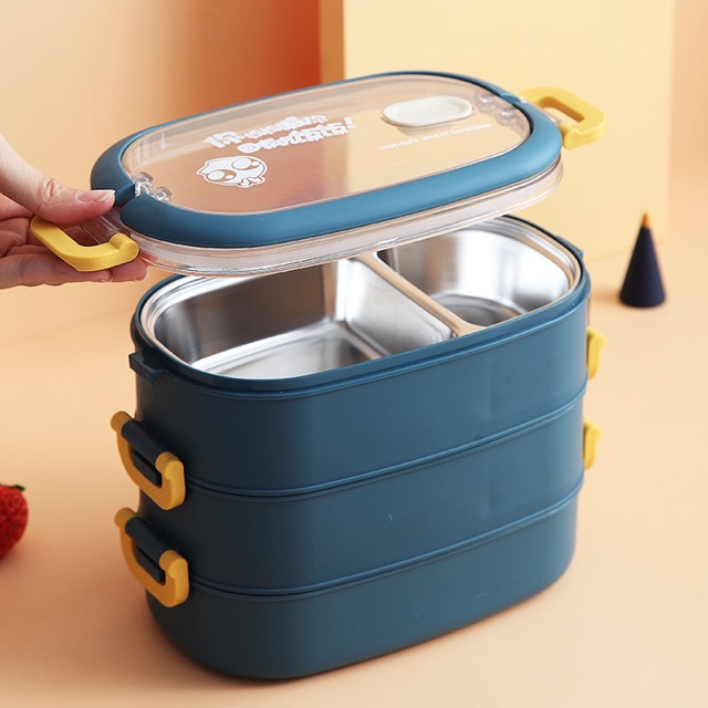 Hộp Cơm Chia Ngăn Cách Nhiệt 2 Tầng Inox cao cấp