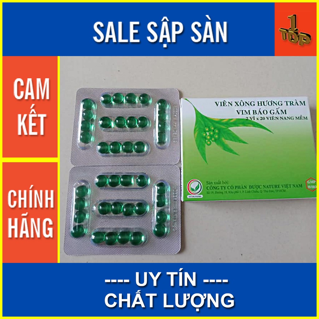 Viên Xông Hương Tràm Vim Báo Gấm - Hỗ Trợ Triệu Chứng Cảm - Hộp 40 viên - Top1 Pharmacy