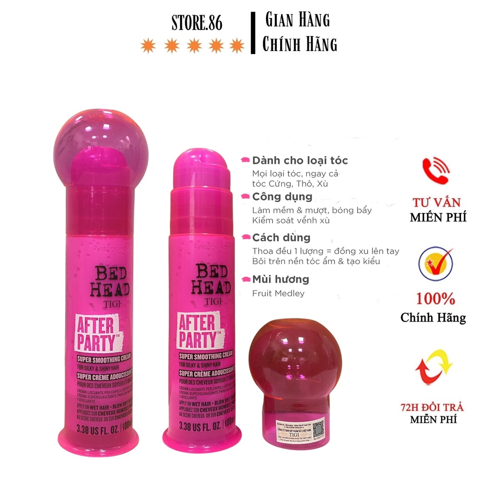 TIGI KEM DƯỠNG BÓNG MƯỢT MANG LẠI SỨC SỐNG CHO TÓC TIGI BEDHEAD AFTER PARTY USA 100ml