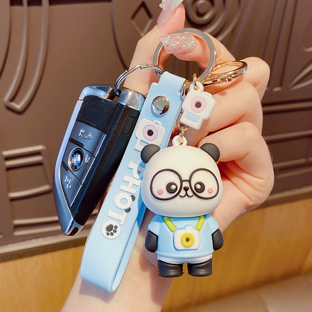 Móc Chìa Khóa Hình Gấu Trúc Đeo Kính Dễ Thương