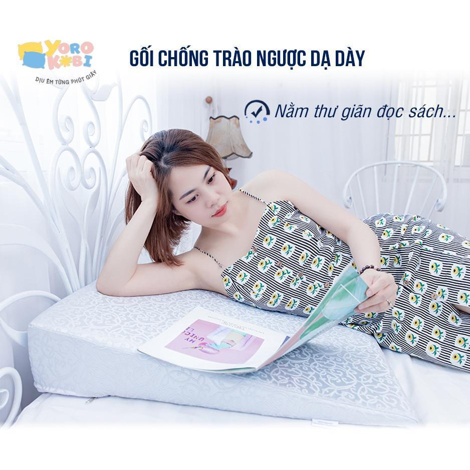 Gối Chống Trào Ngược Dạ Dày Chính Hãng Người Lớn YOROKOBI (18 cm)  Kê Chân, Kê Lưng, Đa Năng