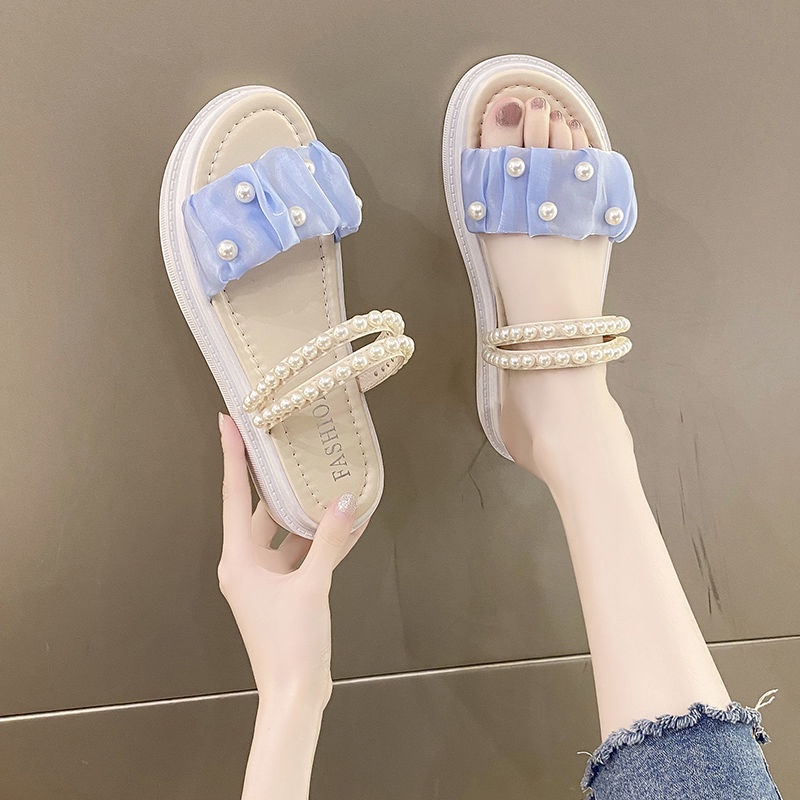 Xăng đan Đính Ngọc Trai Chống Trượt Dễ Phối Đồ Thời Trang Cho Nữ