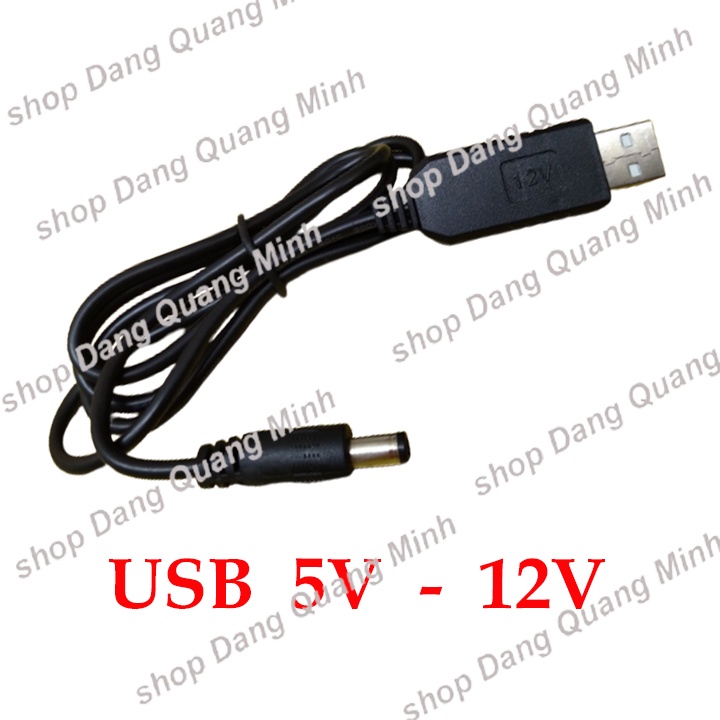 Cáp USB tăng áp 5v ra 12v DC từ pin sạc dự phòng - xử dụng cho các thiết bị như quạt - phát sóng wifi và các thiết bị kh