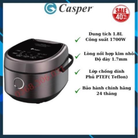 Nồi cơm điện tử 1.8 lít Casper CD-18RC01 CS 760W hẹn gờ 24h, Thương Hiệu Thái Lan, Bh 24 tháng