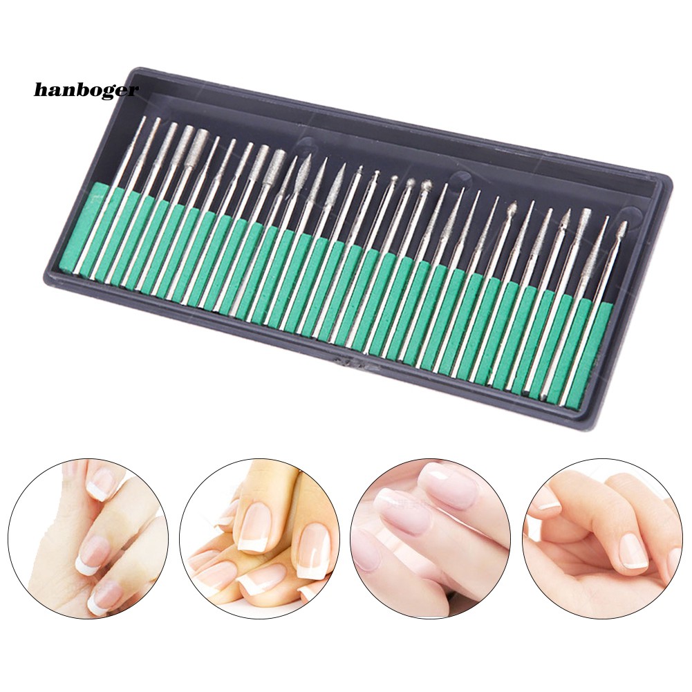 Set 30 đầu xoay mài móng tay bằng thép không gỉ cao cấp tiện dụng