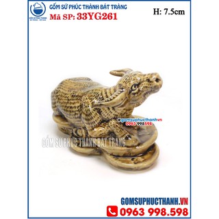 Tượng sứ con Giáp tuổi Sửu gốm Bát Tràng