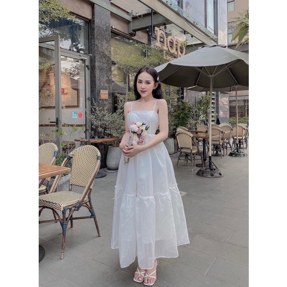 Đầm maxi hai dây bèo đi biển