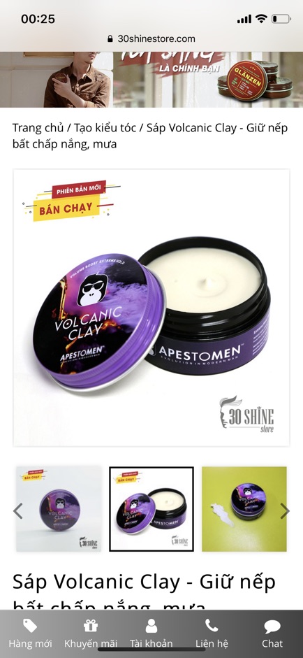 Sáp Volcanic Clay - Giữ nếp bất chấp nắng, mưa