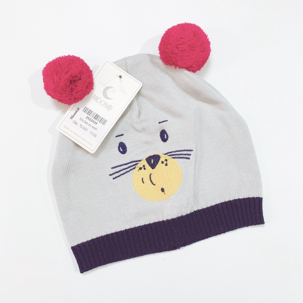 MŨ LEN SƠ SINH MOON@ CHO BÉ TỪ 0-6M, 6-12M MỀM MỊN, GIỮ ẤM TỐT