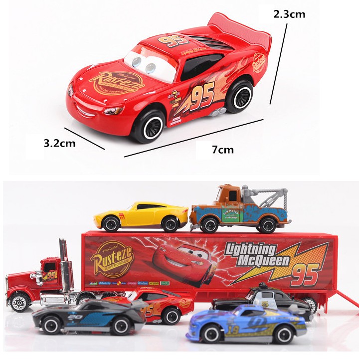 Bộ xe tải Lightning MC Queen và 06 xe car 3 xe ô tô đồ chơi trẻ em