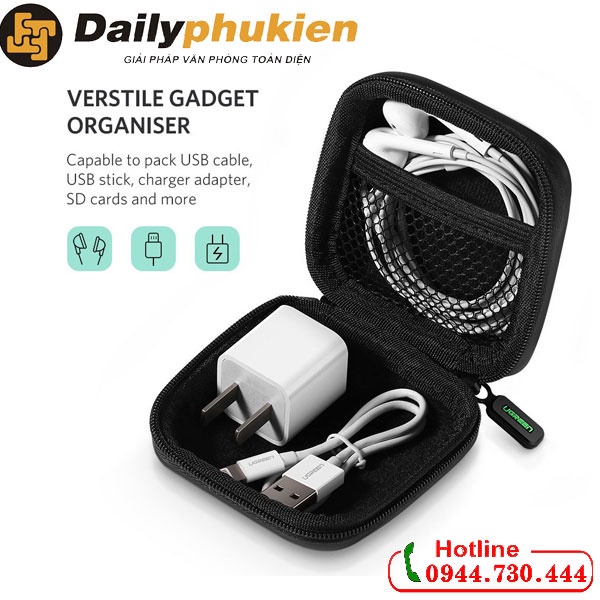 Hộp đựng tai nghe, cáp sạc USB chống sốc, chống nước Ugreen 40816 dailyphukien