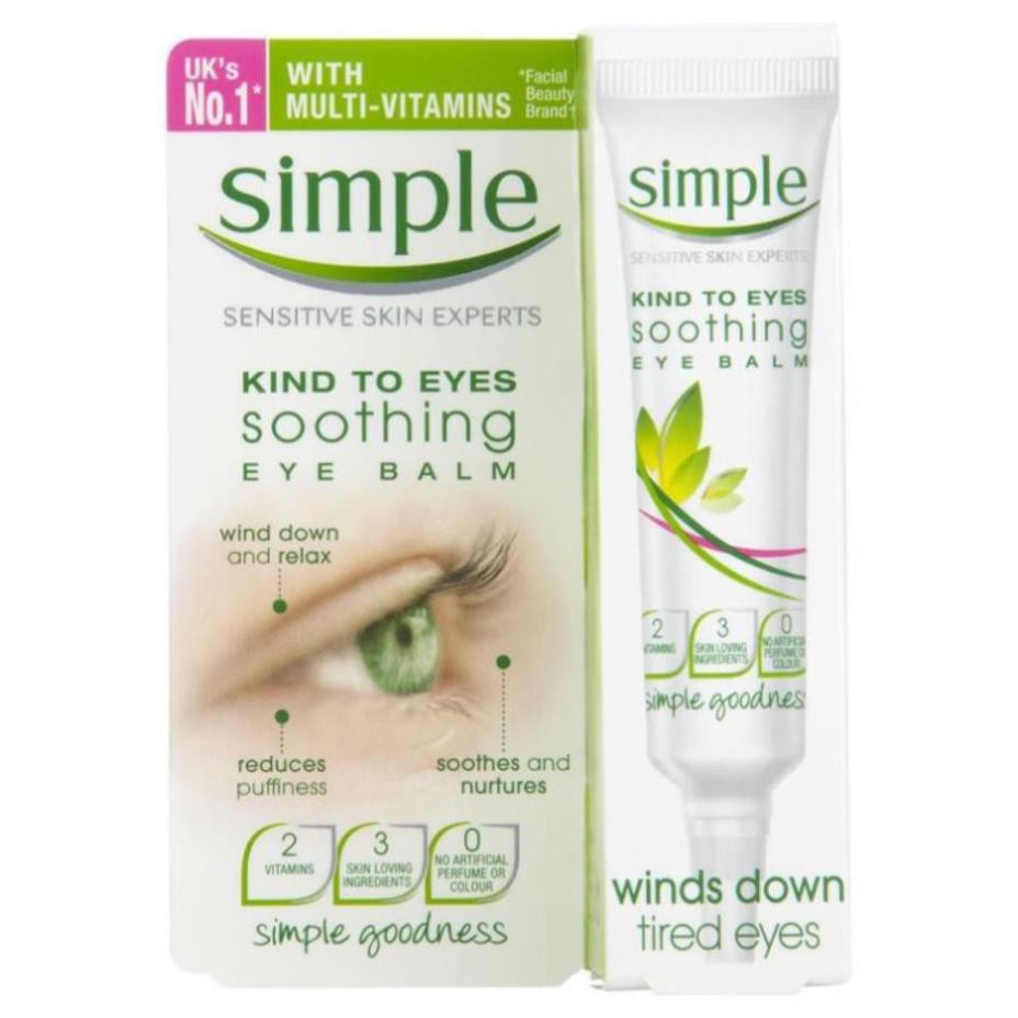 Kem Dưỡng Mắt Simple Kind To Eyes Soothing Eye Balm Winds Down Tired Eyes 15ml