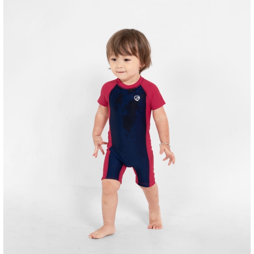 Bộ đồ bơi liền ngắn tay cho bé trai bé gái - BU Aqua BU Baby