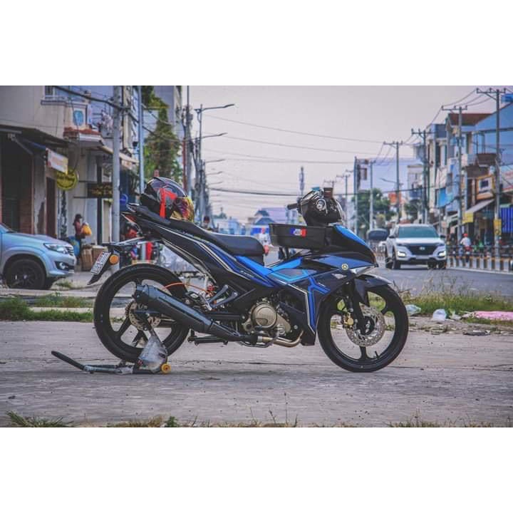 Tem trùm Exciter 150 yamaha  đen kẻ xanh dương - Độ dán team trùm decal xe máy - Team trùm ex decal rẻ đẹp và chất đen