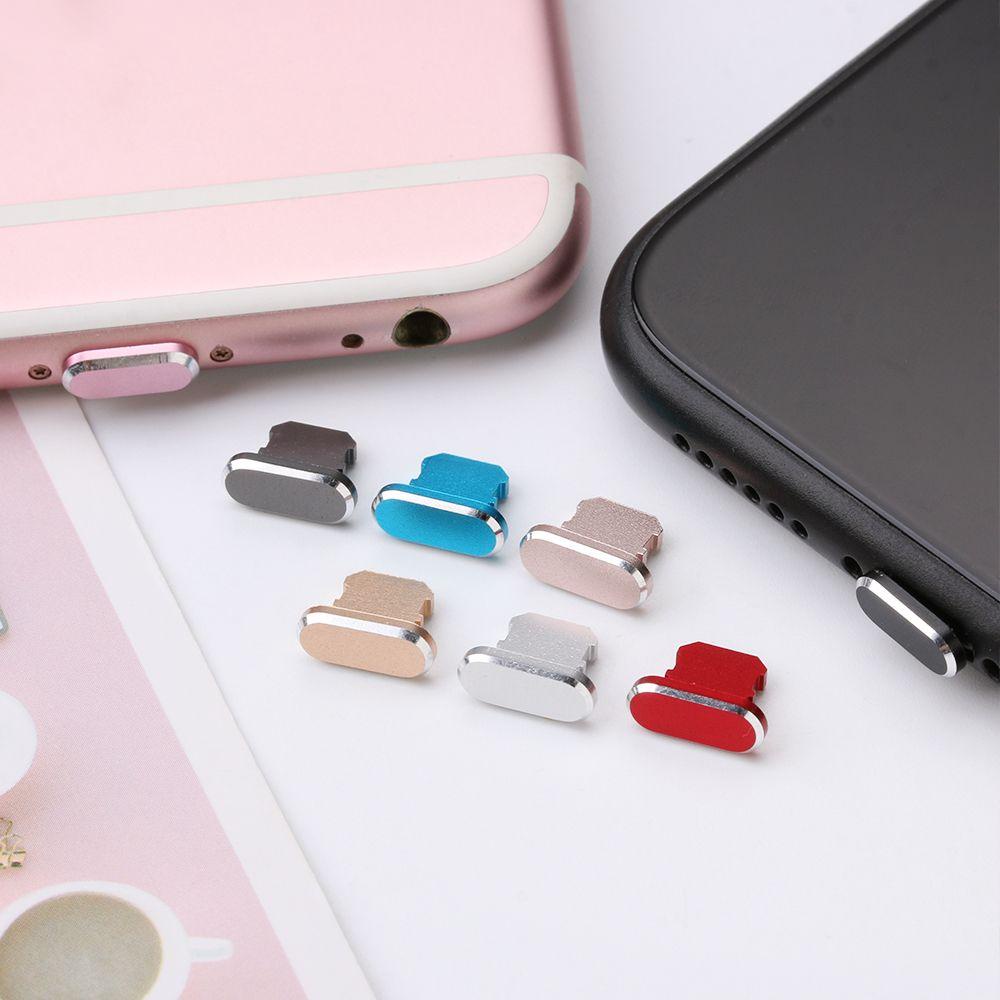 Bộ 2 Nút Bịt Cổng Sạc Chống Bụi Bằng Kim Loại Cho iPhone 8 7 6S Plus