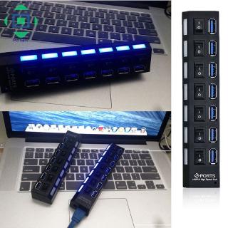 Hub 7 cổng USB 2.0 3.0 có nút + dây cáp tốc độ cao