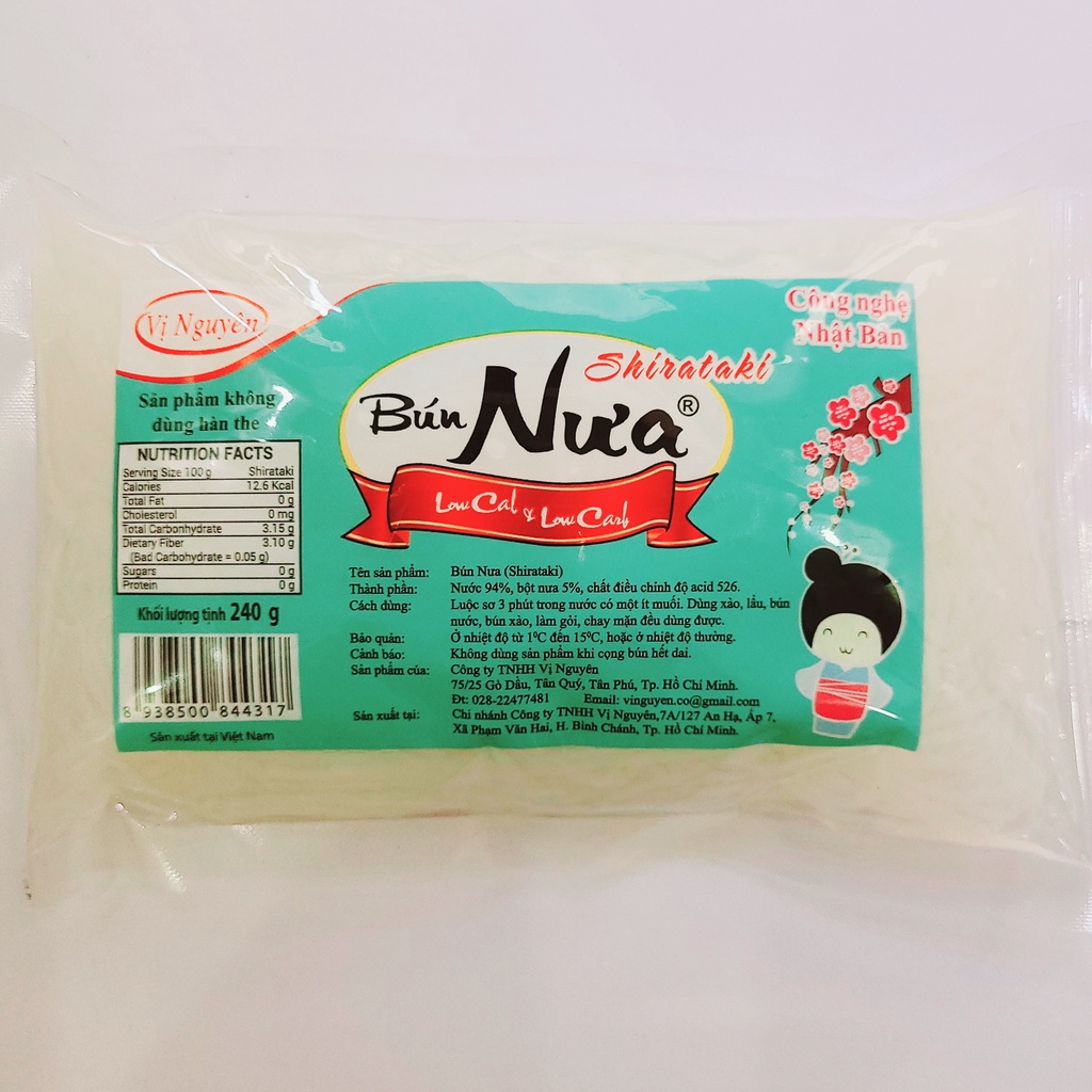 Combo 3 gói bún nưa, miến nưa, phở nưa Vị Nguyên dành cho người ăn kiêng ăn KETO gói 240gr