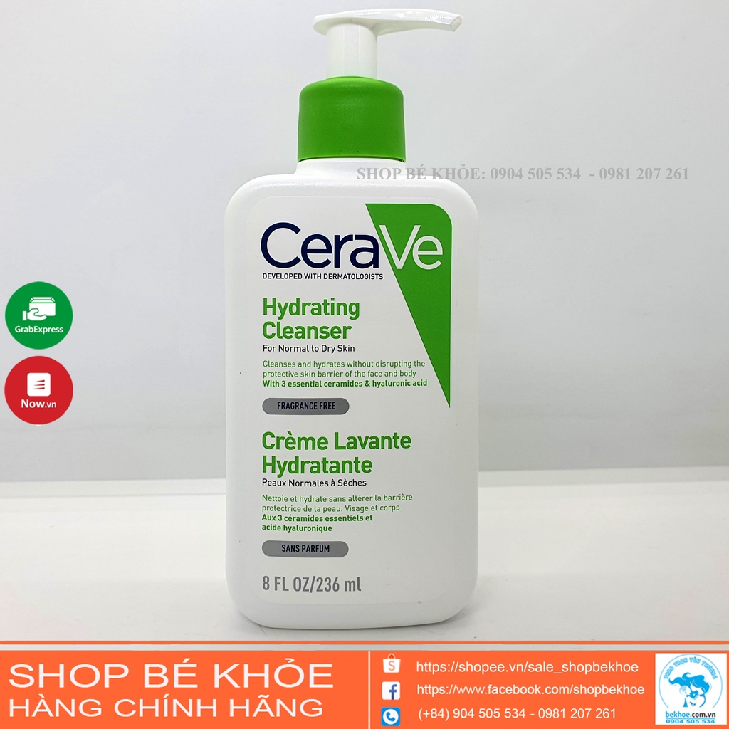 Sữa rửa mặt Cerave Dịu nhẹ - Da dầu Foaming  Cleanser Cerave và da khô Hydrating Cleanser