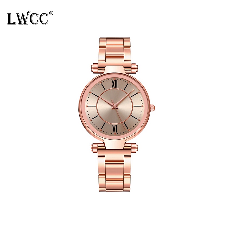 LWCC 3472 Đồng hồ quartz đeo tay dây thép thanh lịch cho nữ